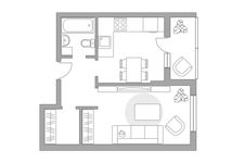 Планировка 1-комнатной квартиры, 39,8 м2