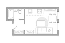 Планировка квартиры студии, 23,7 м2