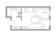 Планировка квартиры студии, 23,3 м2