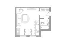 Планировка квартиры студии, 28 м2