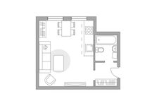 Планировка квартиры студии, 28 м2