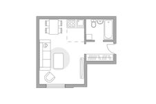 Планировка квартиры студии, 27 м2
