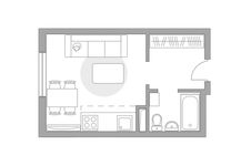 Планировка квартиры студии, 21,9 м2