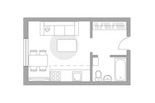 Планировка квартиры студии, 22,6 м2
