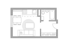 Планировка квартиры студии, 21,9 м2