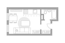 Планировка квартиры студии, 23,1 м2