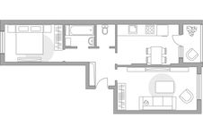 Планировка 2-комнатной квартиры, 51 м2