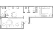 Планировка 2-комнатной квартиры, 61,4 м2