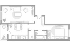 Планировка 2-комнатной квартиры, 56,4 м2