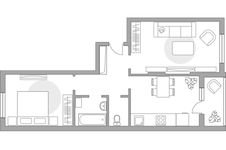 Планировка 2-комнатной квартиры, 55,3 м2