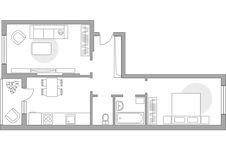 Планировка 2-комнатной квартиры, 54,7 м2