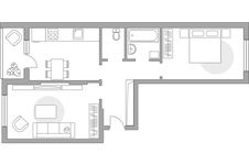 Планировка 2-комнатной квартиры, 54,7 м2
