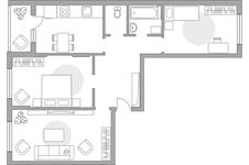 Планировка 3-комнатной квартиры, 71,5 м2