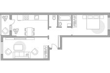 Планировка 2-комнатной квартиры, 60,6 м2