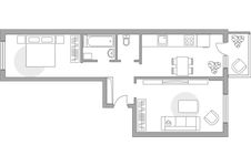 Планировка 2-комнатной квартиры, 54,5 м2