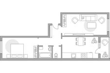 Планировка 2-комнатной квартиры, 61,4 м2