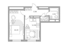 Планировка  1-комнатной квартиры, 40 м2