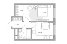 Планировка  1-комнатной квартиры, 35 м2