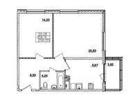 Планировка 2-комнатной квартиры, 58,16 м2