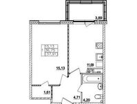 Планировка 1-комнатной квартиры, 36,75 м2