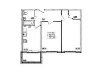 Планировка 2-комнатной квартиры, 56,79 м2
