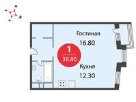 Планировка 1-комнатной квартиры, 38,8 м2