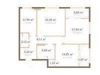Планировка 3-комнатной квартиры, 94,1 м2