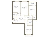 Планировка 3-комнатной квартиры, 131,1 м2