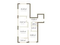 Планировка 3-комнатной квартиры, 94,8 м2