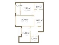Планировка 3-комнатной квартиры, 91 м2