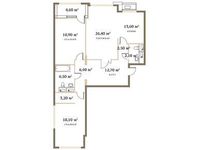 Планировка 3-комнатной квартиры, 110,4 м2