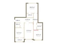 Планировка 3-комнатной квартиры, 129,5 м2