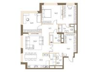 Планировка 3-комнатной квартиры, 135,6 м2
