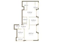 Планировка 3-комнатной квартиры, 146,8 м2