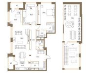 Планировка 3-комнатной квартиры, 158,7 м2