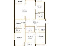 Планировка 4-комнатной квартиры, 162 м2