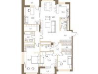 Планировка 4-комнатной квартиры, 161,8 м2