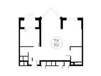 Планировка 2-комнатной квартиры, 77,9 м2