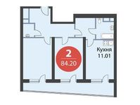 Планировка 2-комнатной квартиры, 84,2 м2