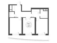 Планировка 2-комнатной квартиры, 96 м2