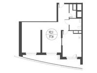 Планировка 2-комнатной квартиры, 94,5 м2