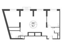 Планировка 3-комнатной квартиры, 102,2 м2