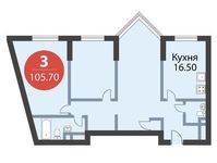 Планировка 3-комнатной квартиры, 105,7 м2