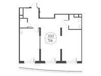 Планировка 2-комнатной квартиры, 119 м2