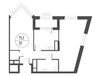 Планировка 2-комнатной квартиры, 78,4 м2