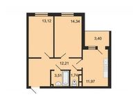 Планировка 2-комнатной квартиры, 57 м2