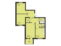 Планировка 3-комнатной квартиры, 66 м2