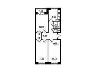 Планировка 3-комнатной квартиры, 74 м2