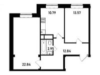 Планировка 2-комнатной квартиры, 63 м2