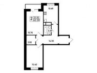 Планировка 2-комнатной квартиры, 62 м2